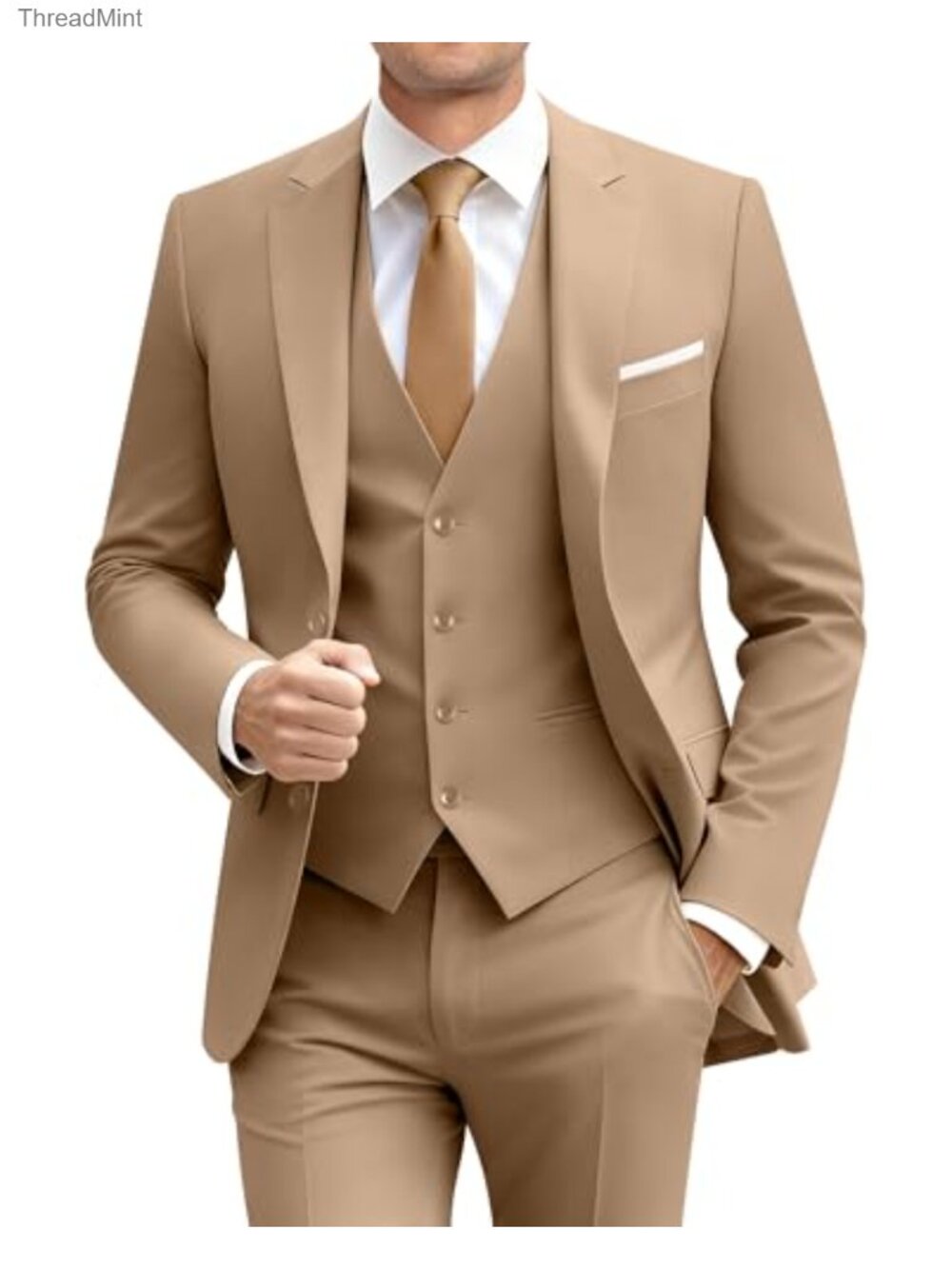 Men's 3-Piece Slim Fit Suit Set Blazer Vest Pants Formal Wedding Business